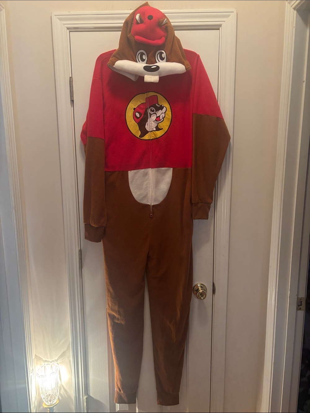 NWOT BUC-EES Adult Beaver Character Hooded Costume in Brown & Red